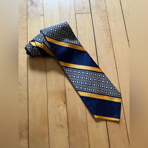 Givenchy Blue and Gold Striped Tie - Picture 1 of 7